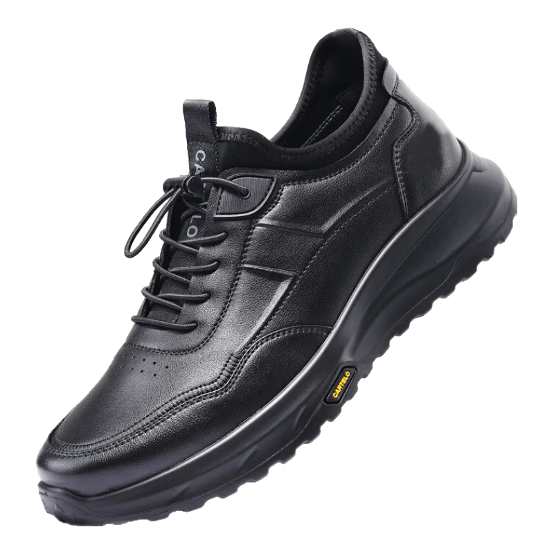 CARTELO Men's Leather Shoes, Autumn New Style Genuine Leather Business Casual Sports Versatile Outdoor Hiking Commuting Soft Thick-Soled Dad Shoes