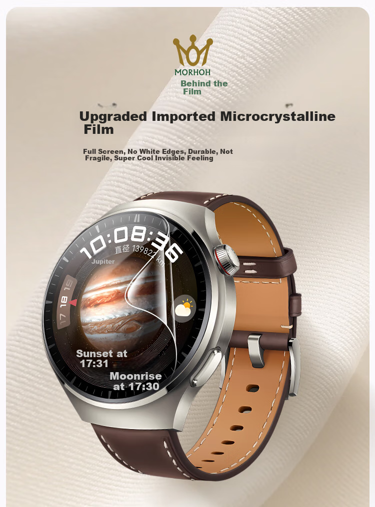 Mohou [2-Pack] Screen Protector for Huawei WATCH 4, Protective Film, Anti-Scratch, Shockproof, Wear-Resistant, Full Coverage Hydrogel Film, High Definition, Dust-Free Installation, Quick Application, Microcrystalline Soft Film 1