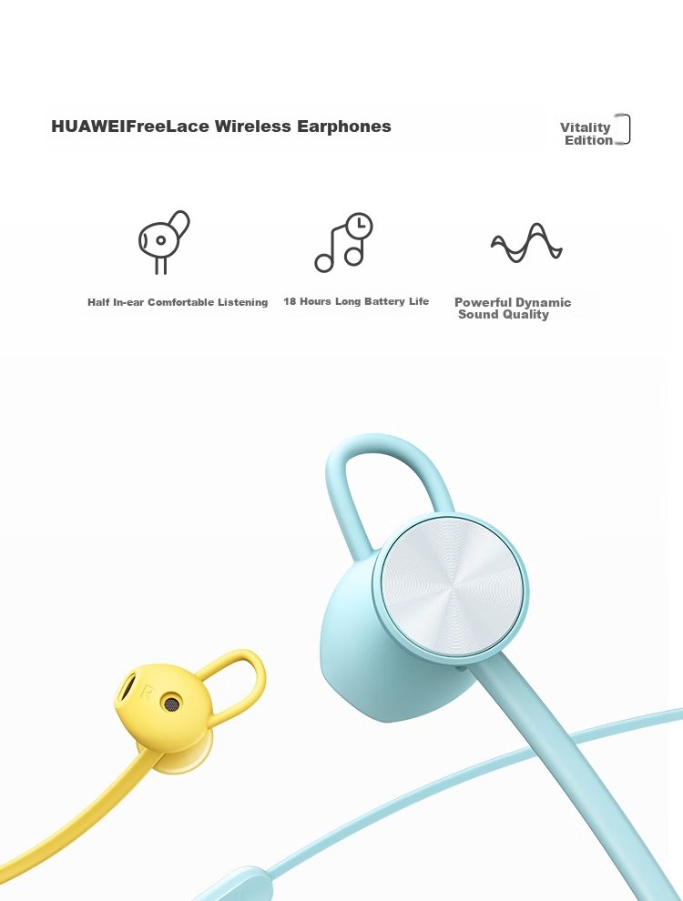 HUAWEI FreeLace Subsidy Edition, Bluetooth Sports Earphones, Semi-In Design, Long Battery Life, HUAWEI Sports Earphones, Mint Blue 1