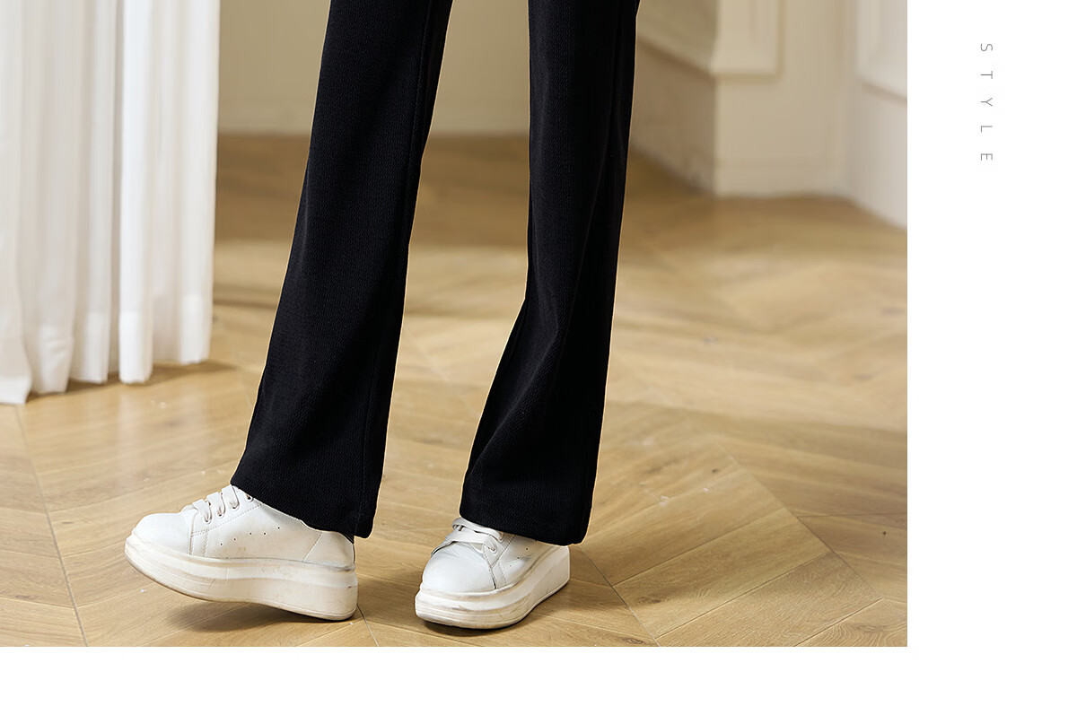 Chushen Spring And Autumn Casual Pants for Women with Elastic Waistband, Athletic Trousers, Textured Loose Straight-Leg Pants, Sweatpants S143K2024 18