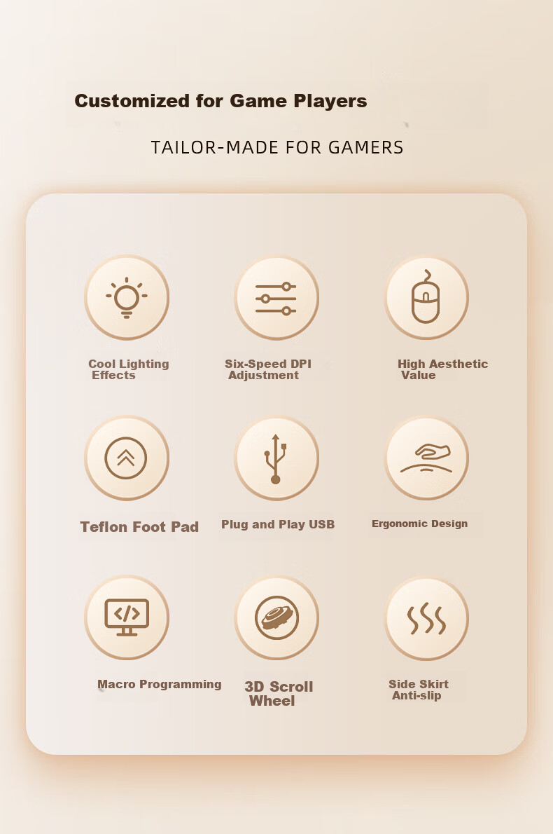 HP G260 Wired Gaming Mouse with RGB Breathing Light, E-Sports Macro Programming, Silent, for LOL And PUBG, USB Interface, Compatible with Laptops And Desktop Computers, Office And General Use, with Sound 3