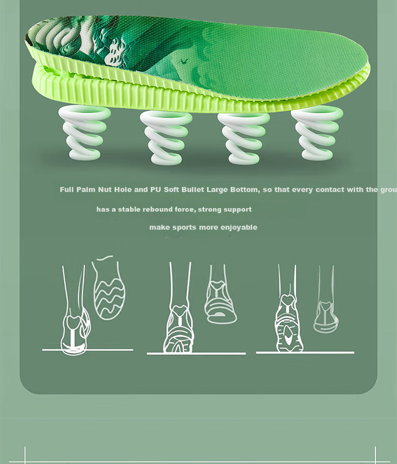 Warrior 2-Pair Sports Insoles for Men, Shock-Absorbing, Soft, Odor-Resistant, Breathable, Sweat-Absorbing, Military Training 6085 Green 39-40 10