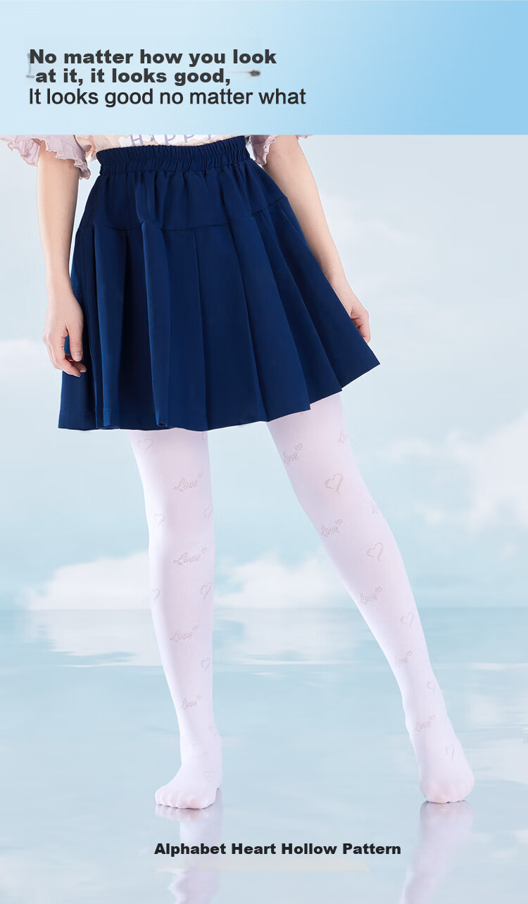 Hongdou Girls' Antibacterial Velvet Dance Socks, Mesh Leggings, 2-Piece Set, White 155-165 12