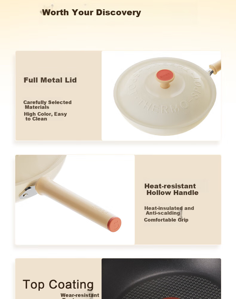 SUPOR Wok with Red Heat-Resistant Non-Stick Coating, Lightweight And Wear-Resistant, Low-Smoke Cooking Pan for Induction Cookers, Gift Box Packaging, QL1 15