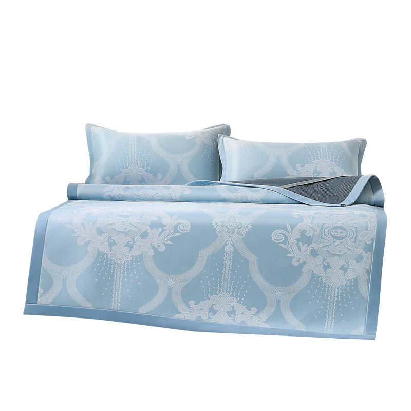 Fuanna Midsummer Washable Cooling Jacquard Mat Three-Piece Set Blue 1.5x2m Foldable