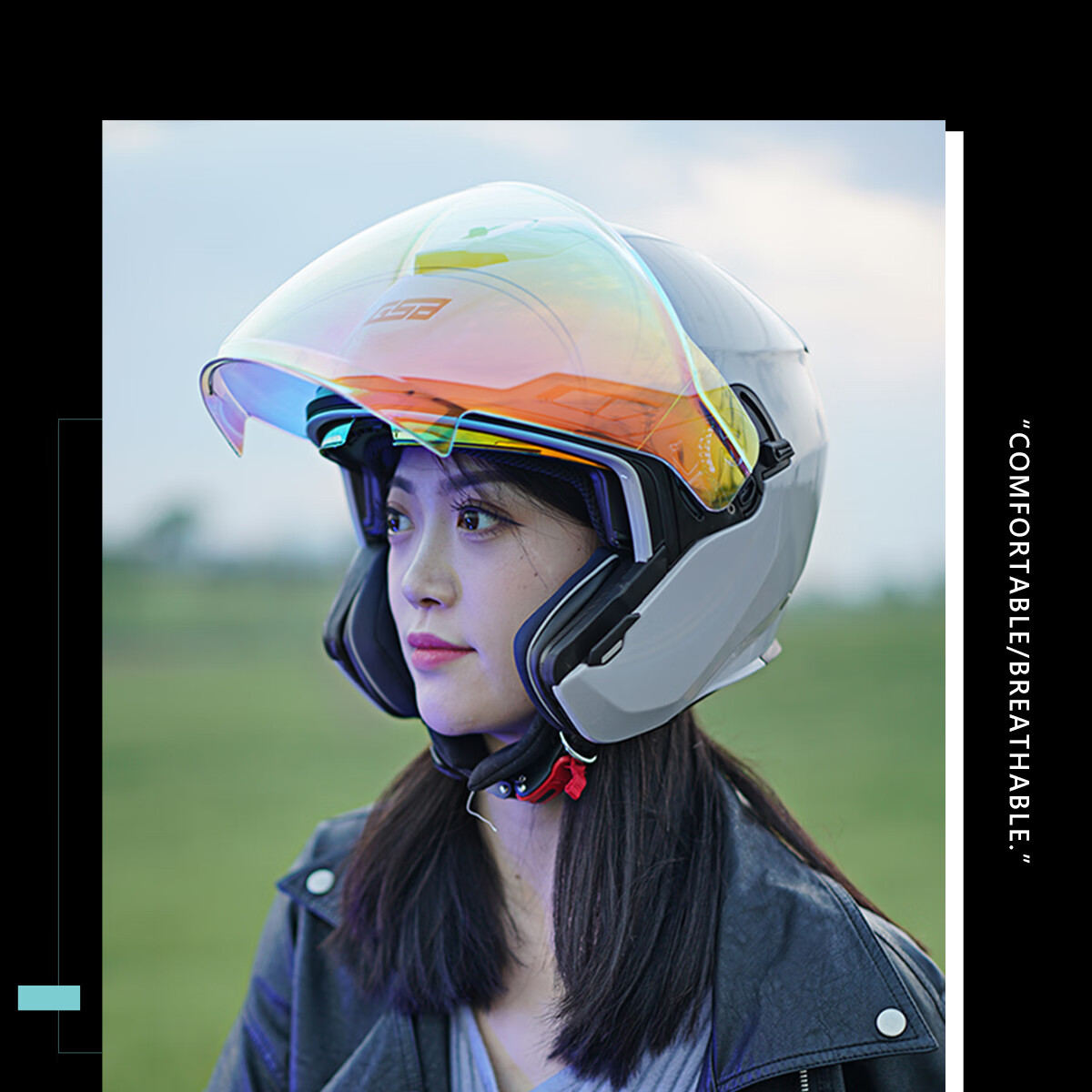 GSB Motorcycle Helmet 3/4 Half Helmet Dual Visor 3C Certified All-Season Unisex G-263 9