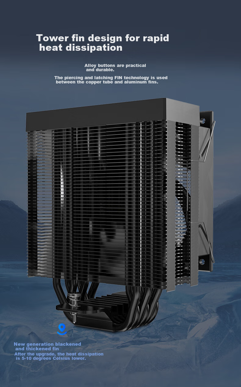 BUBALUS Black Armor VI Smart Digital Display CPU Cooler (6 Heat Pipes Air Cooling/Counter Gravity Copper Tubes/Temperature Display/PWM Temperature Control Fan/Supports AMD/1700/Multi-Platform) 4