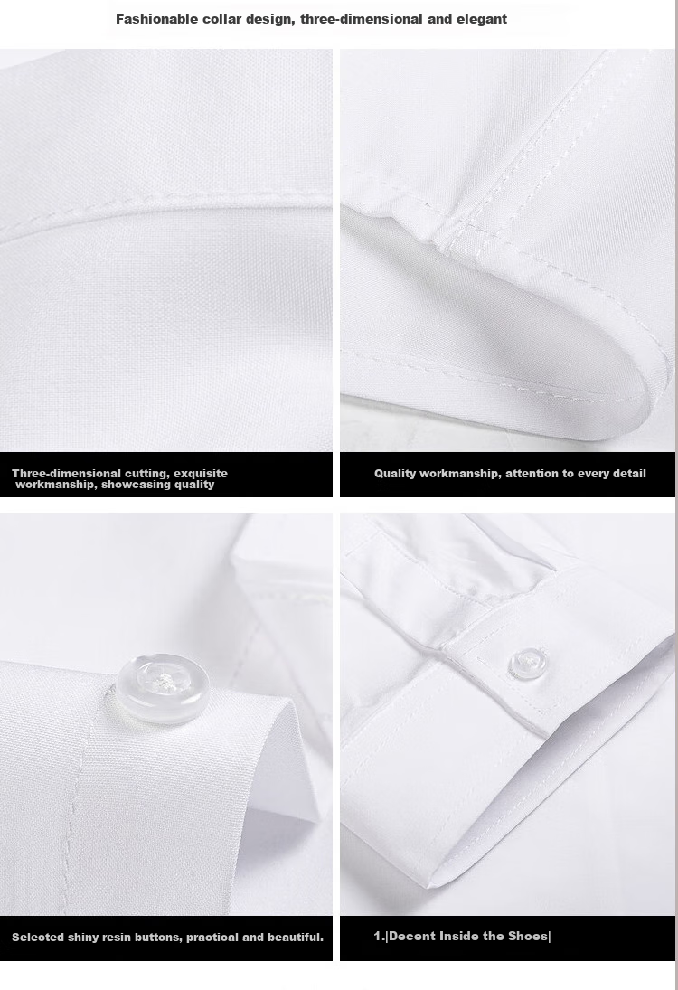 ROMON Mulberry Silk Long-Sleeve Wrinkle-Free Professional Men's Clothing, Slim-Fit Business Shirt Jacket, Men's White Shirt, White, Size L 7