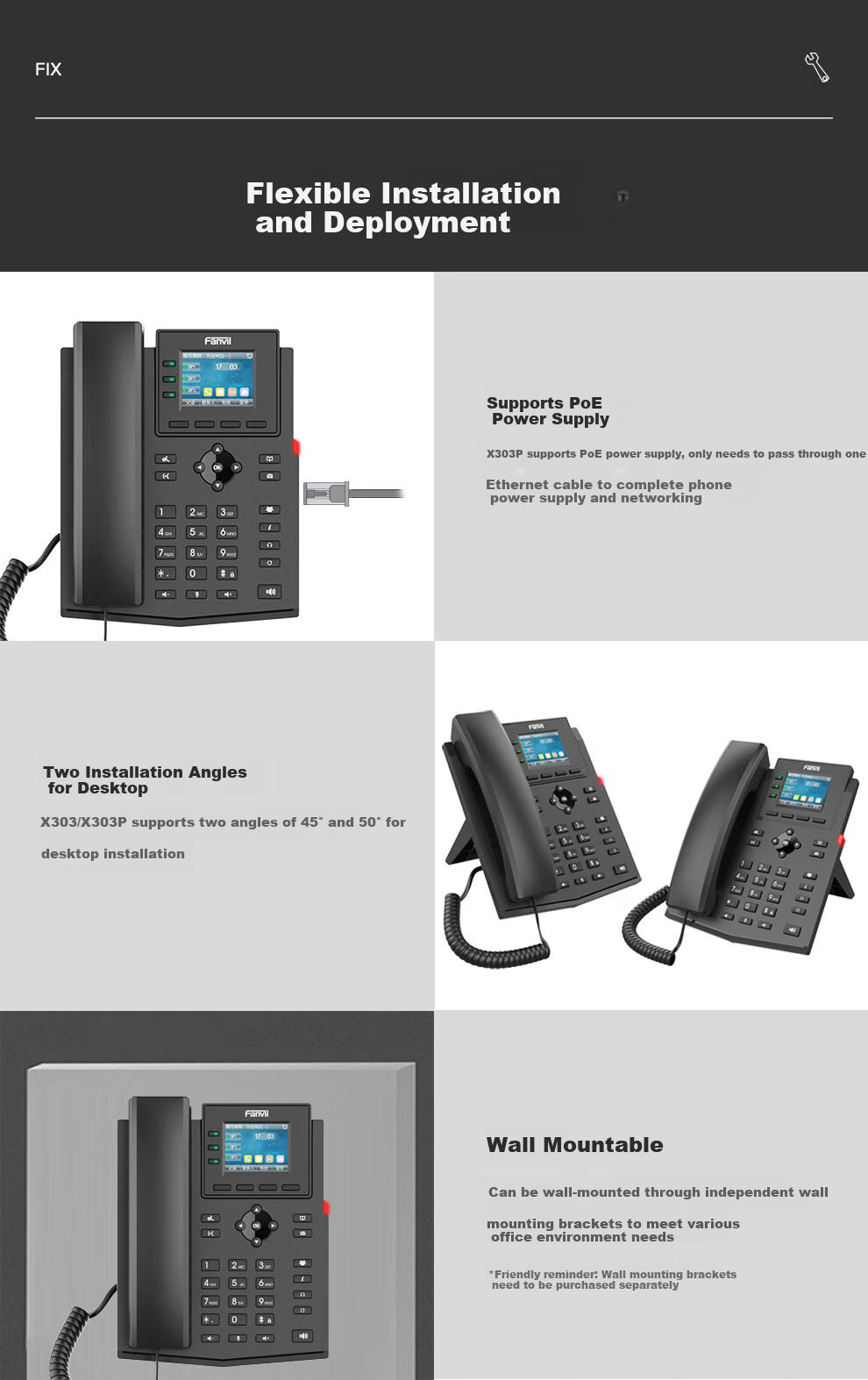 Fanvil X303W SIP Telephone with Color Display Screen, HD Voice Quality, Six-Way Conference, And Network Phone System 5