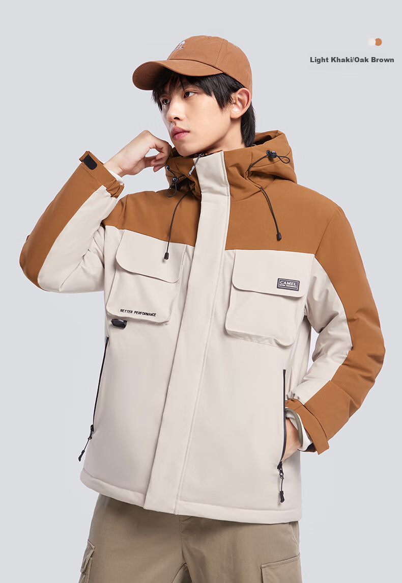 CAMEL Men's Workwear, Couple's down Jacket, Men's Short Duck Down Outdoor Sports Windproof Coat, Winter M13CR07096 20