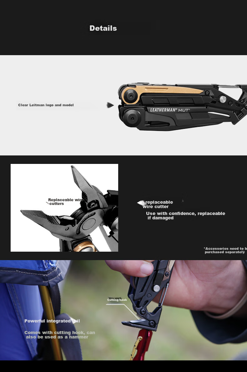 LEATHERMAN Professional Hunter MUT Tactical Tool Pliers, Multi-Functional Combination Pliers, Equipment Maintenance, Outdoor Tools 9