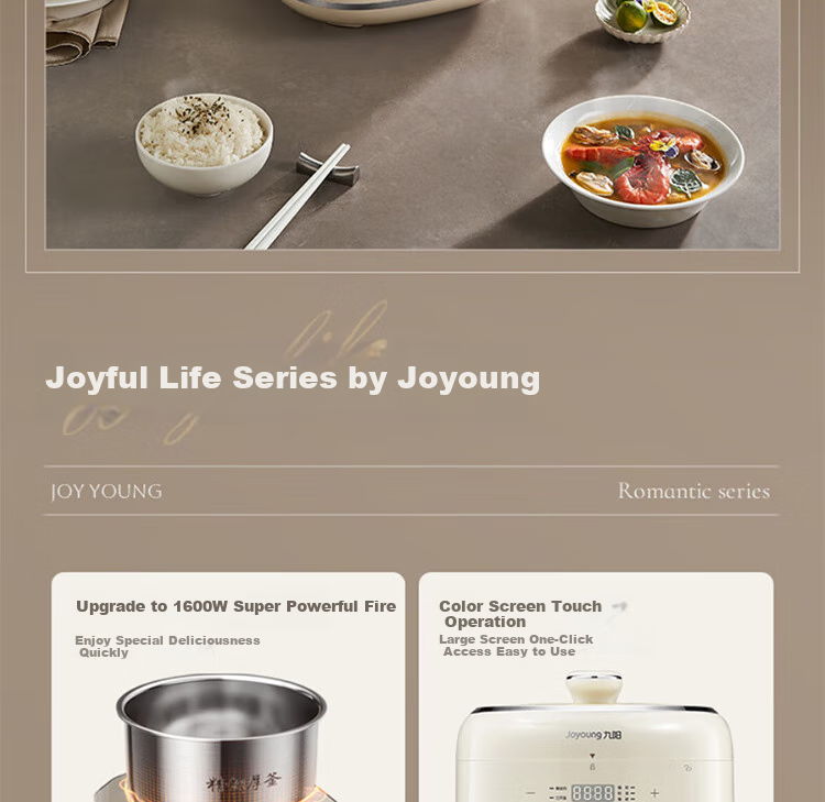 Joyoung Household Dual-Layer Electric Pressure Cooker, Non-Coated Steel Pot Electric Rice Cooker, 1600W Super High Heat Cooking Pot Y-50H310 8