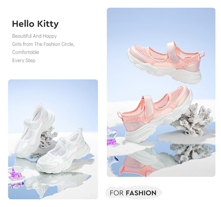 Hello Kitty Girls' Sneakers, Children's Sports Shoes, Single Mesh White Shoes, Breathable Summer Shoes for Kids, Princess Flats, 6849 Purple, Size 37 4