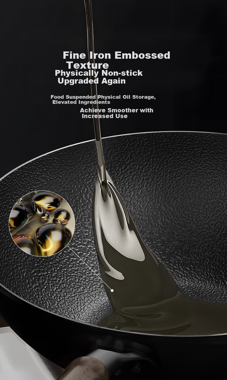 JD Original Iron Wok, Non-Stick Frying Pan for Induction Cooker And Gas Stove [Fluorine-Free Healthy] 32cm 3