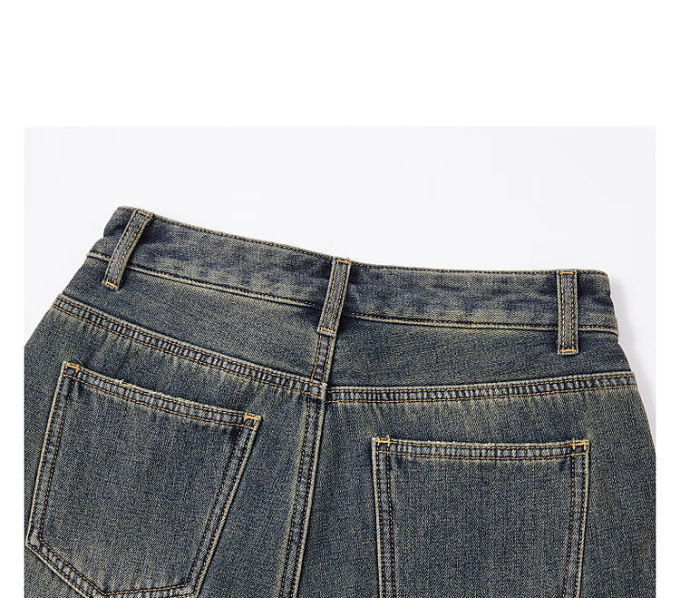 Dme Winter Simple Style Cloud Cotton Vintage Faded White Thread Cat Whisker Pattern Slimming Jeans for Women, Dark Denim Blue, S 12