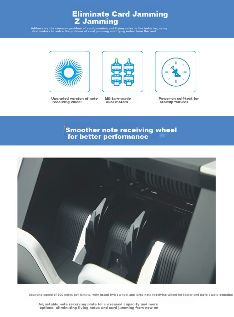 KONYEE Banknote Counter, Professional Banknote Counting And Verification Machine, Commercial And Home Use, Supports New RMB National Standard B-Class, Portable Banknote Counter, JBYD-KY952(B) 3