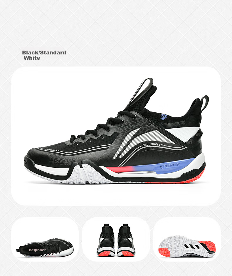 Li-Ning Badminton Shoes for Men And Women, II Ground-Flying 2 PRO Professional Competition Badminton Shoes, Black/standard White, Size 37 15