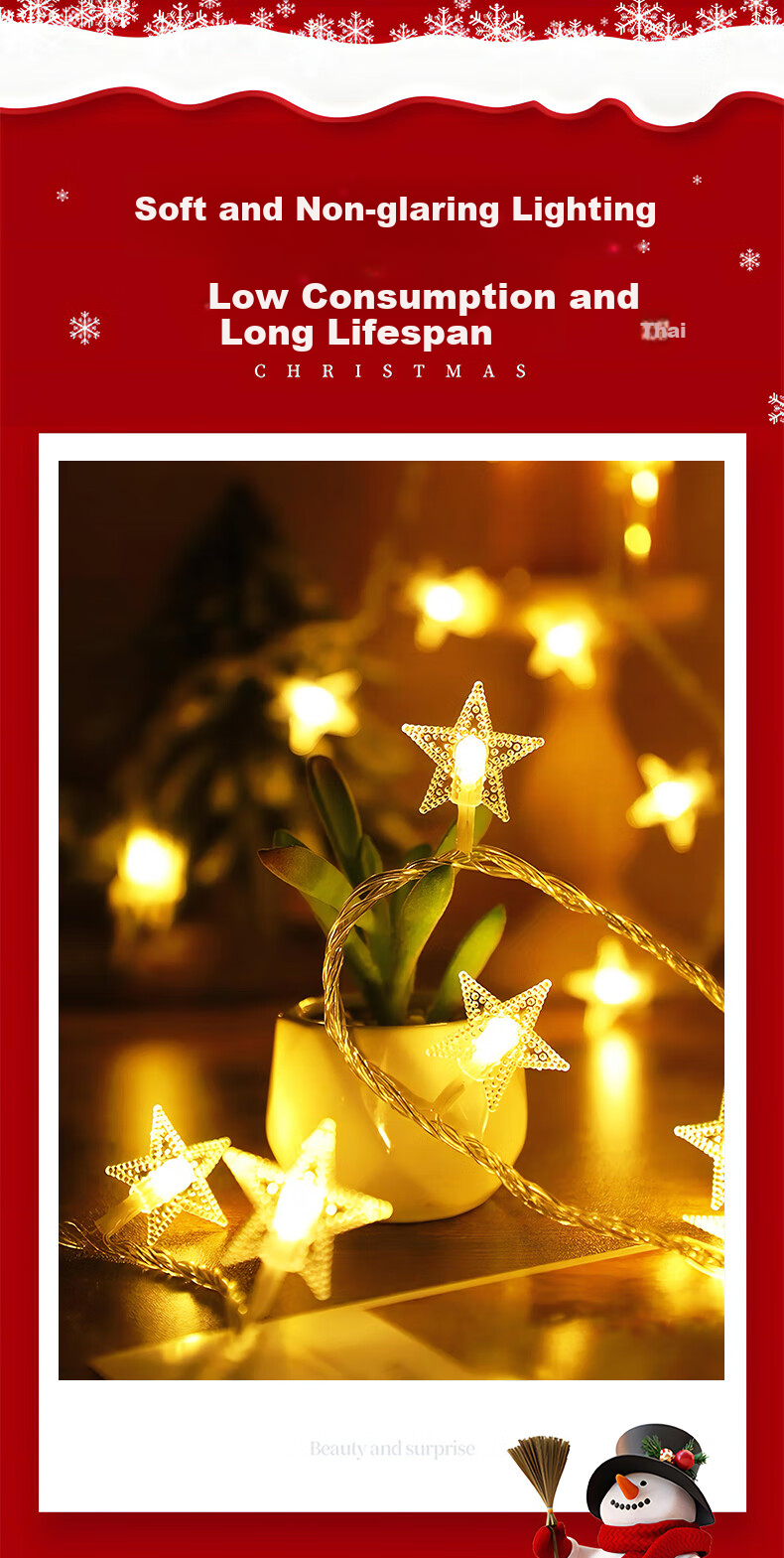Duomeiyi Colorful Light Atmosphere Lamp, Birthday Scene Decoration, String Lights, Outdoor Waterproof Starry Sky LED Lights for Chinese New Year 6