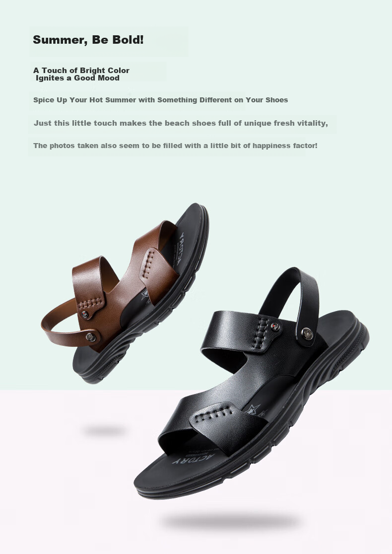 Aokang Official Men's Sandals, Summer Beach Shoes with Soft Soles, Comfortable And Breathable, Two-Way Wear, Men's Slippers, Casual Shoes, Black, Size 39 1