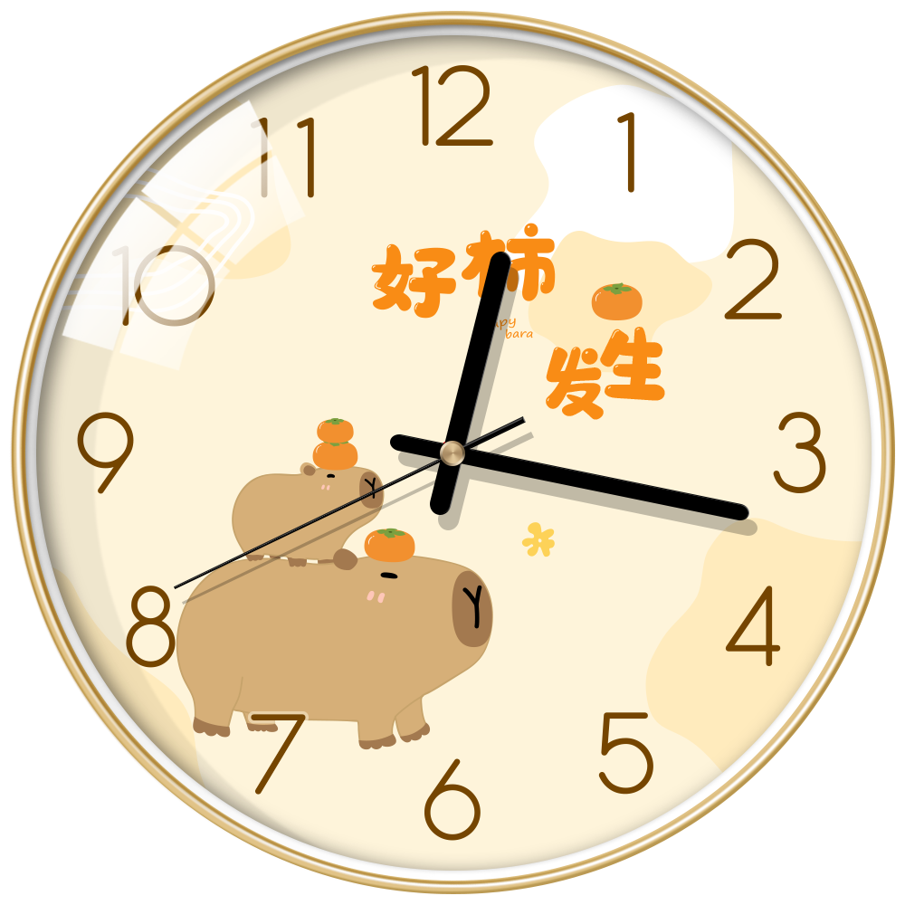 BBA Wall Clock, Living Room Home Use, Good Persimmon Nordic Style Creative Dining Room Decorative Clock, Wall-Mounted Quartz Clock, 30cm