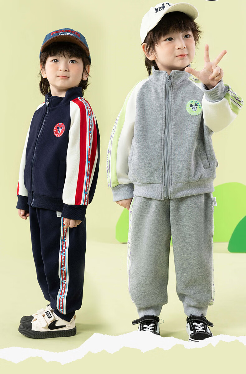 Disney Children's Clothing Spring And Autumn New Style Boys Casual Versatile Comfortable Warm Cartoon Jacket Set Navy Blue 90 2