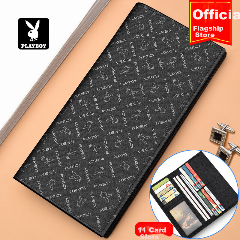PLAYBOY Wallet, Men's Long Multi-Card Slots Fashionable ID Document Holder, Lightweight Multifunctional Purse for Students, Birthday Gift