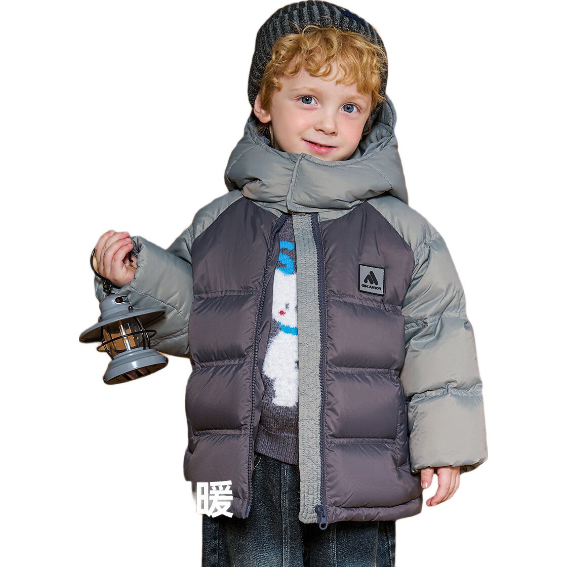 ASK JUNIOR Triple Protection] Boys' Winter 90% Down Warm Jacket, Infant Hooded Raglan Sleeve Top, Short Coat 100