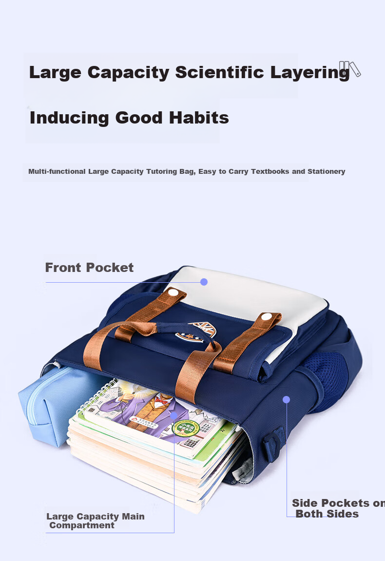 Edison Elementary School Tutoring Bag, Single Shoulder Crossbody Bag, Tutoring Bag, Handheld Art File Bag BX09-1 Royal Blue 6