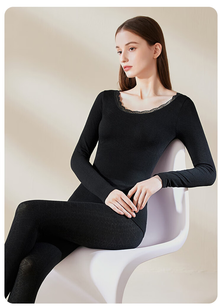 LangSha Women's Thermal Underwear Set: Seamless Cotton Autumn Top And Pants, High-Elastic Slim-Fit Base Layer, Women's Thermal Undergarments 19