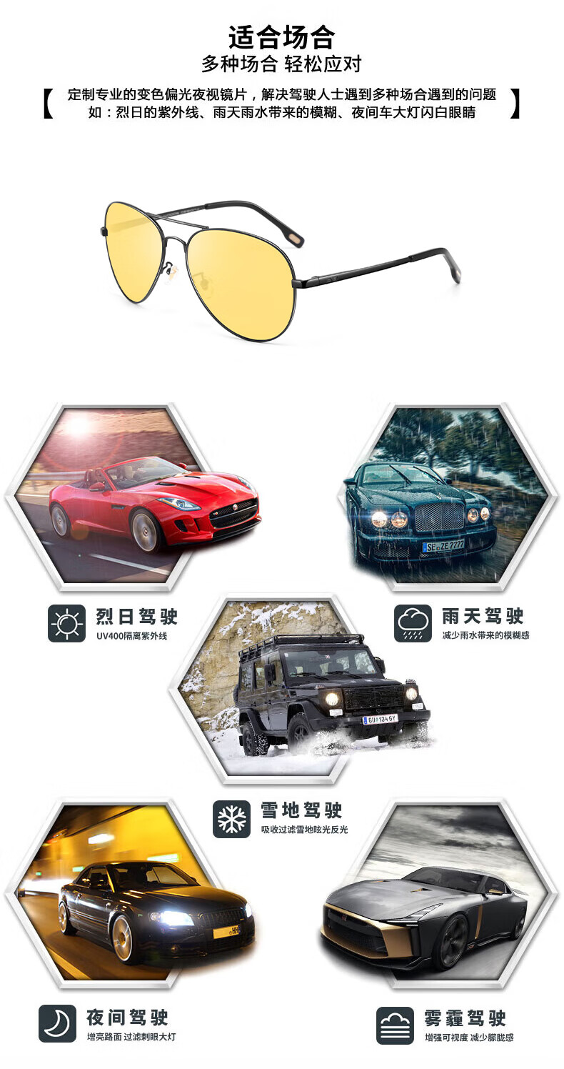 CAPONI Photochromic Sunglasses for Men And Women, Day And Night Use, Night Vision Glasses, Specialized for Driving at Night, Anti-Glare And Strong Light Protectio 1