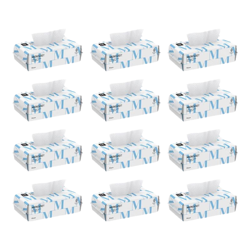 Mianshang Disposable Face Towels, Soft And Thick, for Both Dry And Wet Use, Facial Cleansing Wipes, Household Pull-Out Style, 12 Packs