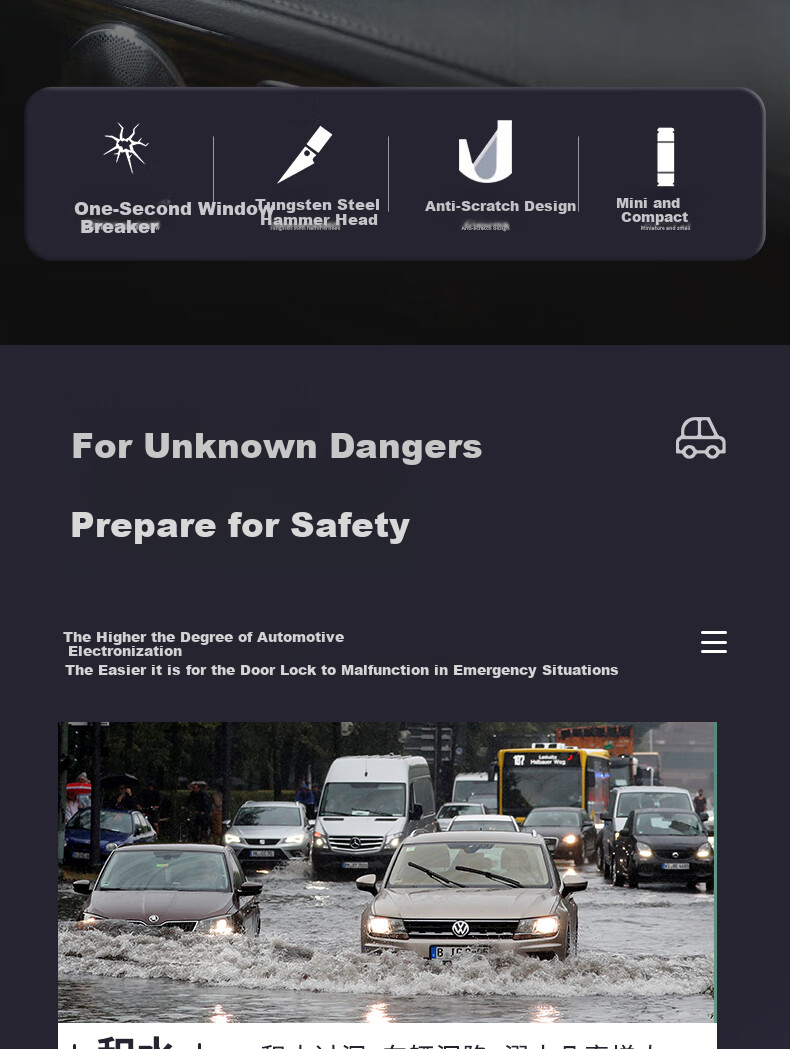 Pulv Car Safety Hammer Window Breaker Escape Hammer with Built-In Seat Belt Cutter Fire Emergency Rescue Hammer for Vehicles 2