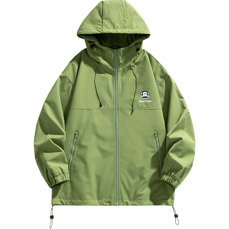 Paul Frank Men's Jacket, Spring And Autumn American Trendy Couple's Jacket, Outdoor Casual Loose Workwear Coat, Lime Green, 3XL