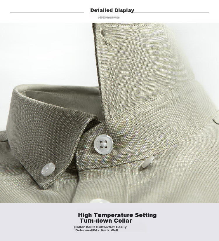 FIRS Men's Long-Sleeve Shirt, All-Season Oxford Cloth, Wrinkle-Resistant, Easy-Care, Breathable And Comfortable Undershirt 17