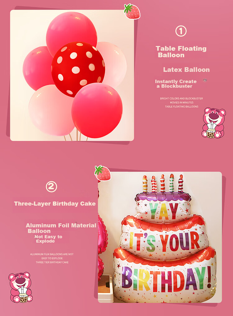 Yanyuji Birthday Scene Decoration, Girl Baby's First Birthday Cake Balloon Decorations, Children's Projection Set 6