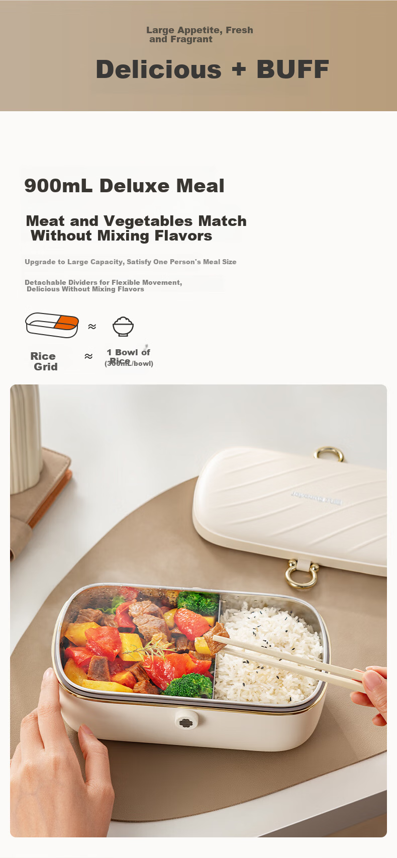 Joyoung Electric Lunch Box Heating Device for Office Workers, Plug-In Food Warmer, 316L Food Grade Material Bento Box F09H-FH100 9