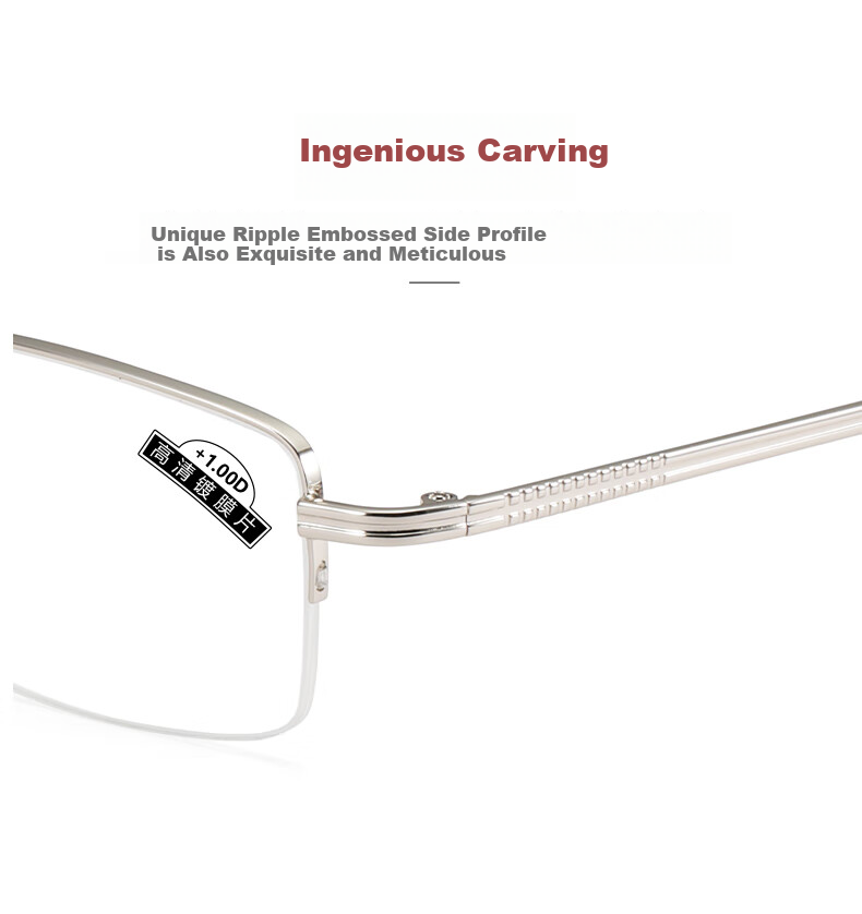 Funsonca Metal Folding Portable High-Definition Coated Reading Glasses for Men And Women, Imported Materials, Durable 6504, 100 Degrees, Father's Day 3