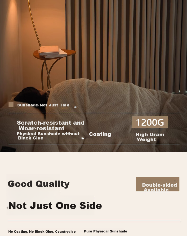 Ali Curtain, No Drilling Required, Hook-Type Blackout Curtain, High Sunshade for Living Room, Finished Curtain, Width 1.3 Meters, Height 1.8 Meters 4