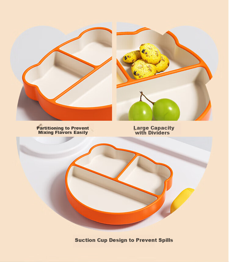 DOCTOR MA Baby Plate, Silicone Feeding Tray with Detachable Sections, Children's Tableware, Complementary Food Bowl And Plate, Green Lunch Box 2