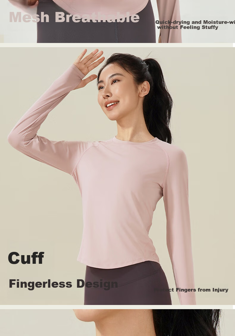 Ziyouxi Yoga Top for Women, Spring And Autumn New Style, Slimming Quick-Dry Sports Long-Sleeve T-Shirt, Pilates Running Fitness Training Wear 4