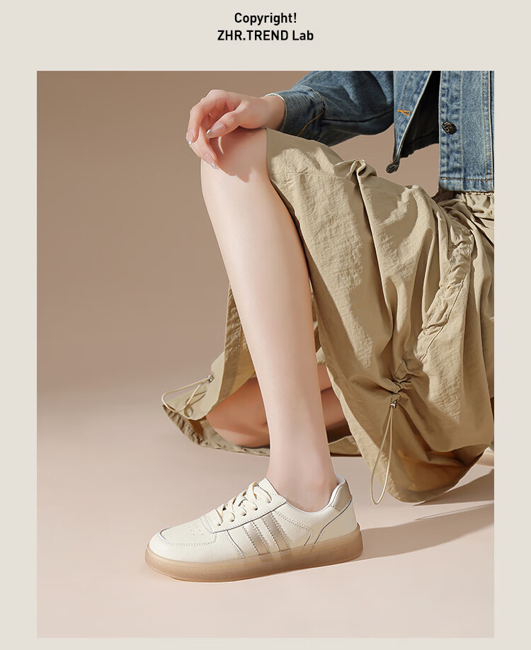 ZHR Women's White Sneakers, New Lightweight Soft-Soled Shoes, Fashionable Versatile Genuine Leather Casual Shoes for Women, ES56, White Silver, Size 38 8