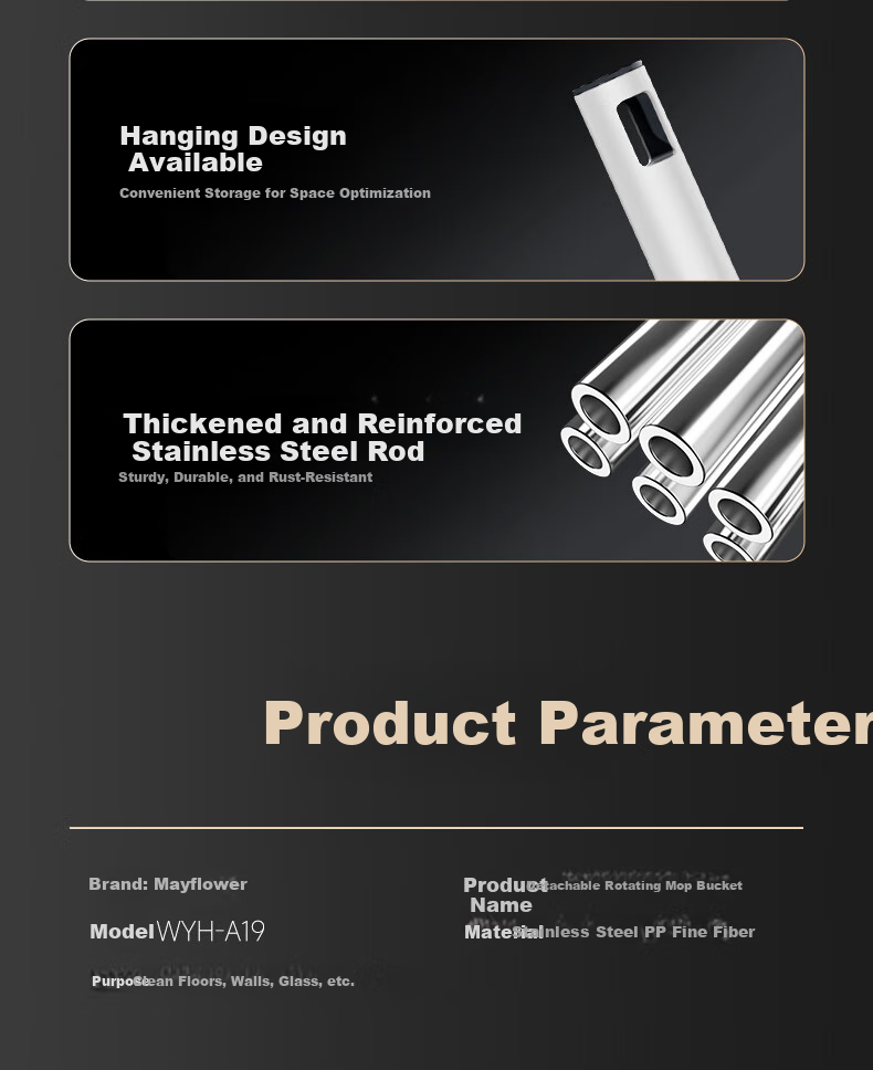 Wuyuehua Rotating Mop Handle, 130CM Long, with 2 Attachments, Labor-Saving Pole, Floating Design for Home Use, All-In Lazy Person's Floor Cleaning Tool 13