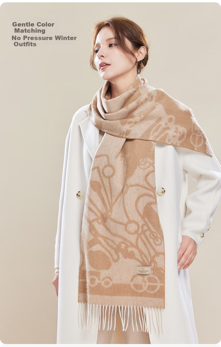 JIUMU 100% Cashmere Scarf for Women, Autumn And Winter Shawl, Warm Neck Wrap, Gift for Girls, National Day Birthday Present, Gift Box Set 8
