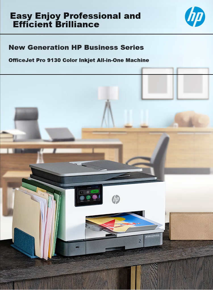 HP 9130 Color Inkjet High-Speed Printer Print, Copy, Scan, And Fax Functions Wireless And Wired Connections Automatic Duplex Printing for Home Use 1