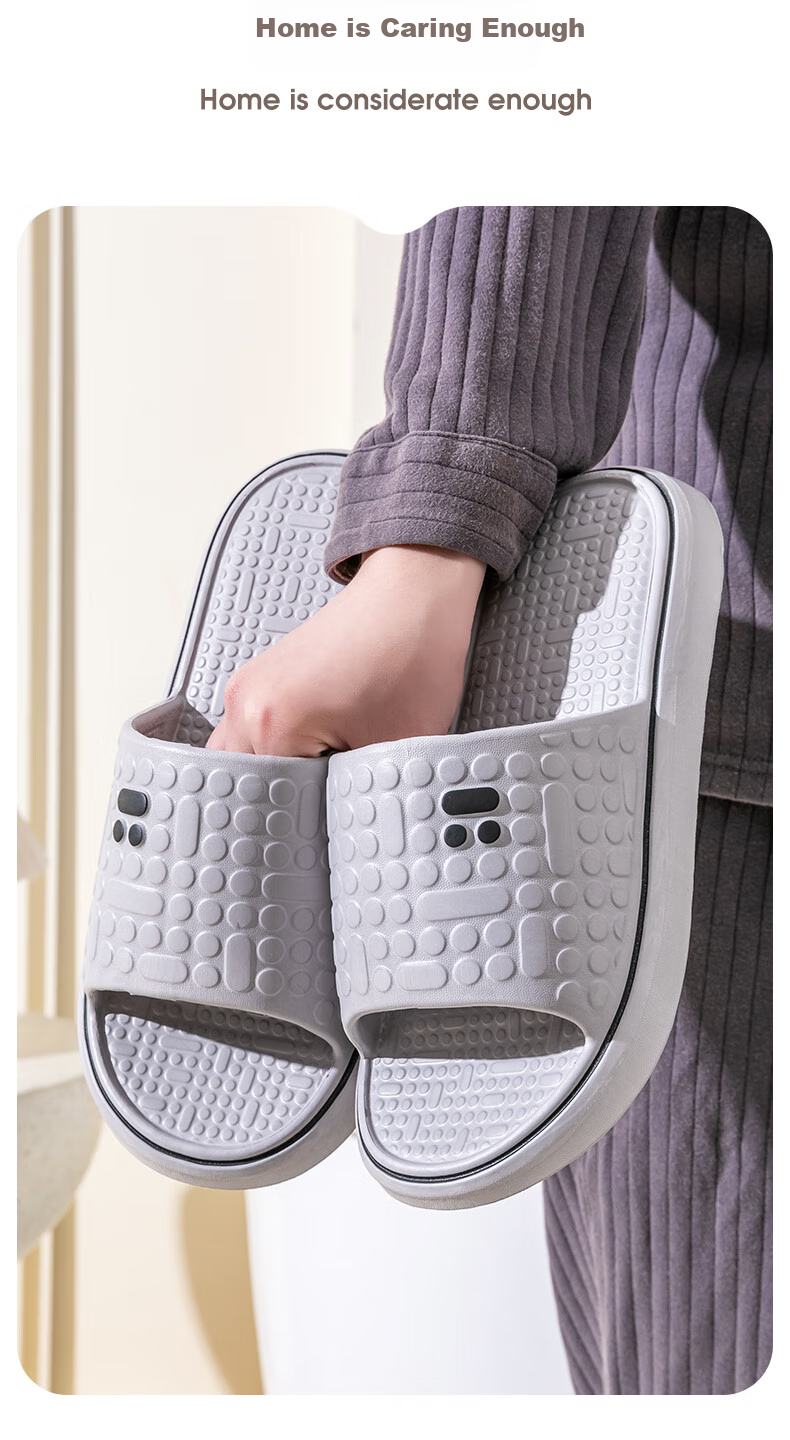 LETUO Emotion Pack Summer Indoor Home EVA Couple Thick Non-Slip Bathroom Sandals for Men, Gray 44-45 5