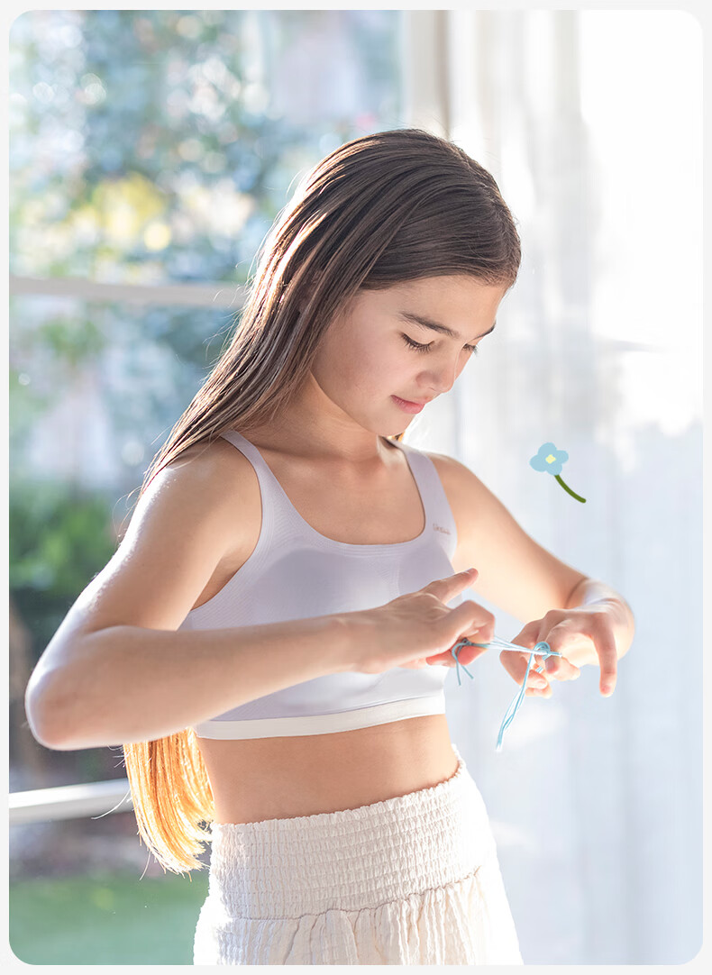 Like UU, Teenage Girls' Underwear for Middle And High School Students, One-Size Three-Stage Bra for Pubescent Girls, Children's Underwear 12