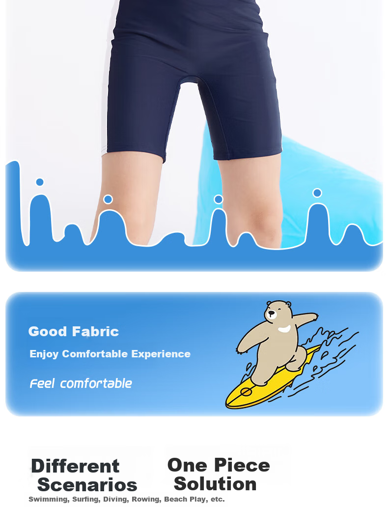 ANTA Children's Swimsuit, New Style Girls' One-Piece Boyleg, Professional Training Swimwear for Students, Big Kids Swimming Suit, Blue And Pink, Size 110 2