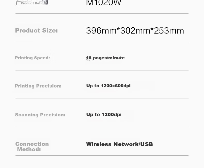 Deli P1020W AI Printer, Black And White Home Office Printer, A4 Student Home Family Error Correction Homework Compatible with Mobile Phones, Wireless Laser Printer, AI Learning 32