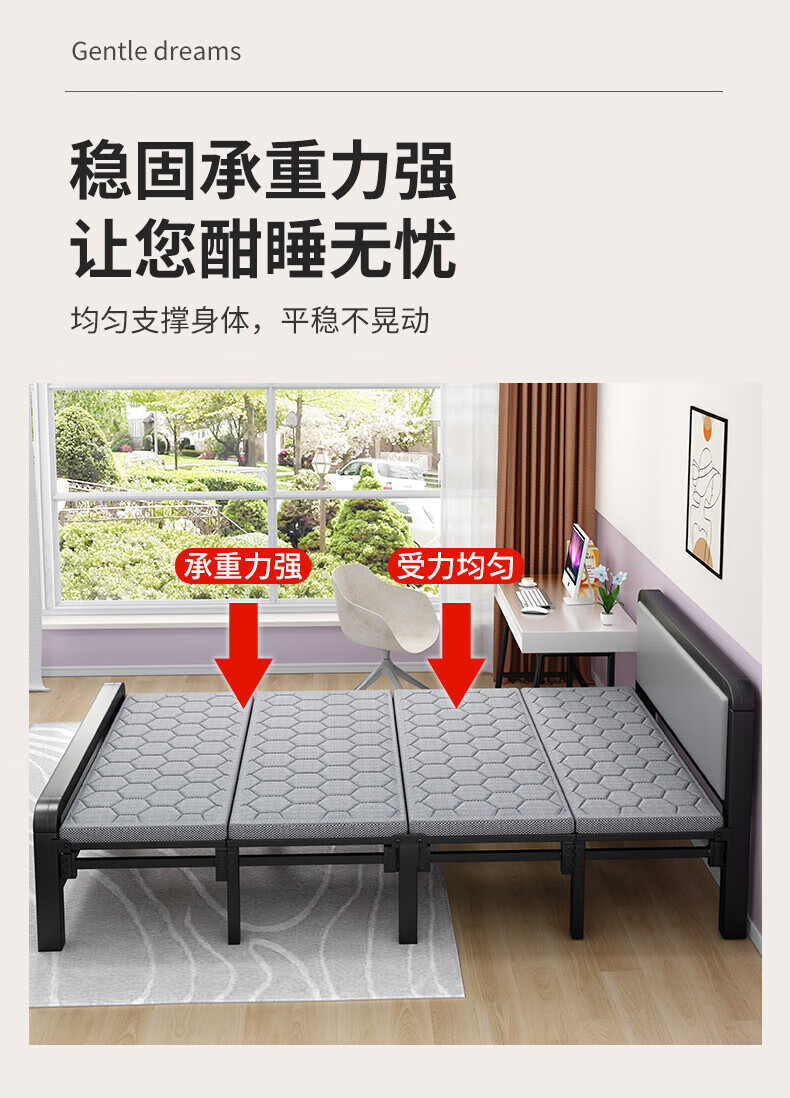Chibailun (No Installation Required) Folding Bed, Single Nap Bed for Office, Home Care Bed, Camping Bed, Hard Board Bed 1