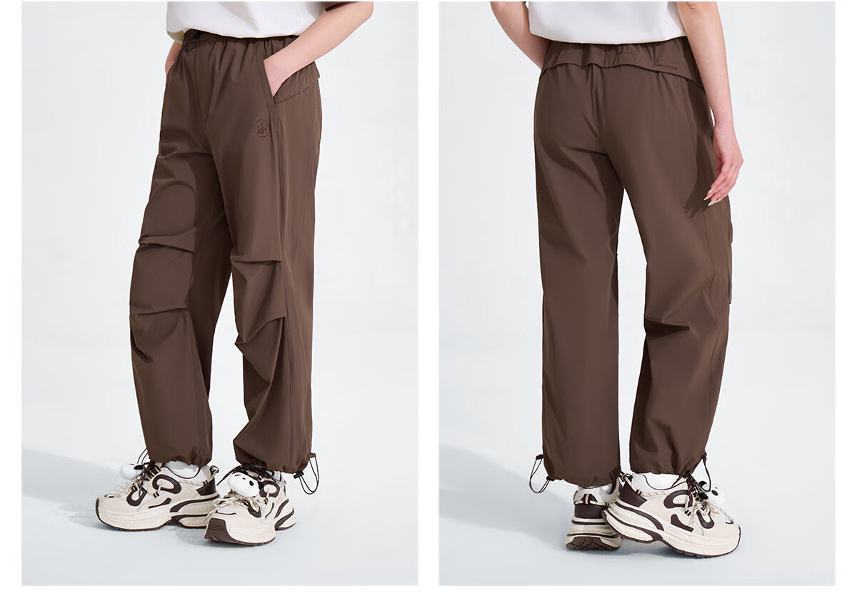 Xiongmao Luotuo Series Cooling Summer Pants for Women, Paratrooper Style, Outdoor Hiking Versatile Straight-Leg Quick-Dry Pants 9196 Brown, XXL 18